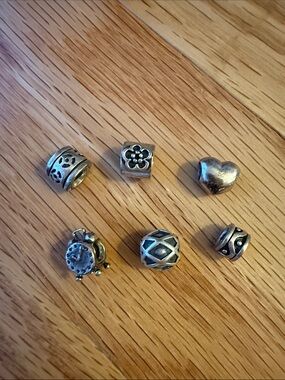 Pandora Sterling Silver Mixed Charm Set in Silver Tone